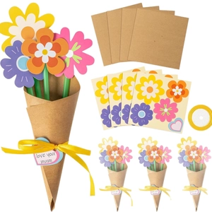 DIY paper flower bouquet kit for Mother's Day with love you mum heart tags