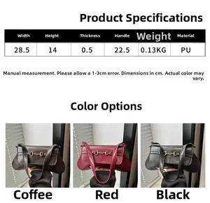 Detaillierte Größenangaben und Materialtabelle für die minimalistische PU-Unterarmtasche