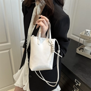 Mini borsa a mano bianca minimalista da donna con stampa Fashion e tracolla rimovibile