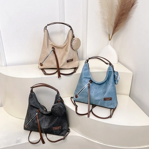 Multifunctional large capacity tote backpack with detachable coin purse in three colors