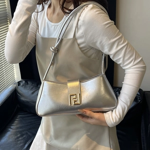 Sac Sous le Bras Baguette en Cuir PU Minimaliste pour Femmes Sac à Bandoulière Rétro Français Avec Bandoulière Nouée Élégant