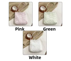 Detailed macro view showing the floral lace texture in pink, green and white options