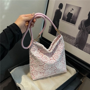 Women Elegant Fairy Floral Lace Underarm Bag Butterfly Hollow Embroidery Shoulder Bag Simple Korean Style Handbag For Ladies