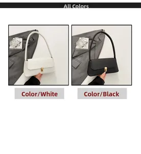Detail showing white and black textured crossbody bags with golden square swivel locks