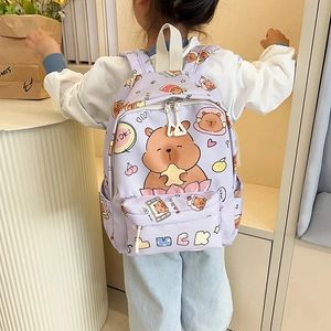 Zaino Scolastico per Bambini Carino Cartoon Capibara Orso Leggero in Nylon per Asilo Viaggio per Ragazzi Ragazze