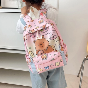 Zaino per bambini rosa e blu con orsetto e spallacci leggeri per la scuola