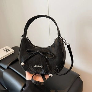 Sac À Épaule Femme Cuir PU Texture Plissée Nœud Papillon Sac Sous Les Bras Hobo Décontracté Tendance Mode