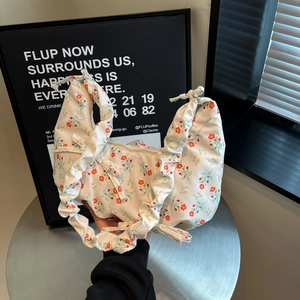 Borsa A Spalla In Nylon Con Stampa Floreale Da Donna Con Tracolla Pieghettata E Fiocco Borsa A Mano Hobo A Mezzaluna