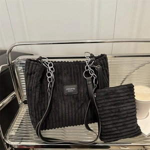 Damen Cord Tragetasche Und Beutel Set Große Kapazität Schultertasche Mit Kette Straßentil Handtasche Für Pendeln Täglich