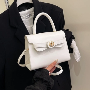 Women Solid Color PU Leather Shoulder Bag With Metal Lock Fashion Crossbody Bag Handbag For Daily Commuting Office Street Trendy
