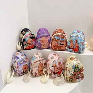 Cute Cartoon Capybara Kids Chest Bag Nylon Printed Mini Crossbody Bag For Boys Girls Outdoor Leisure Lightweight Bag