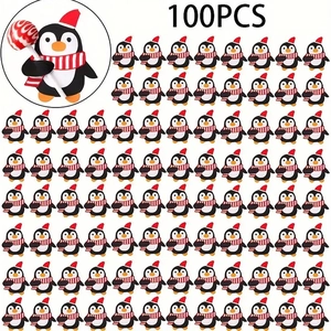 Detailed pattern of 100pcs cartoon penguin lollipop card decorations for Christmas gifts