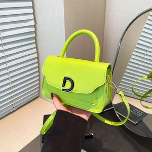 Women Crossbody Bag PU Leather Small Square Handbag With Metallic D Buckle Fashion Versatile Shoulder Bag Urban Style