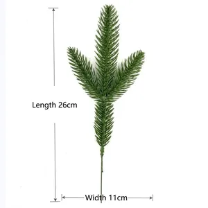 Artificial PE pine needles branch for Christmas DIY decor, size 26cm by 11cm