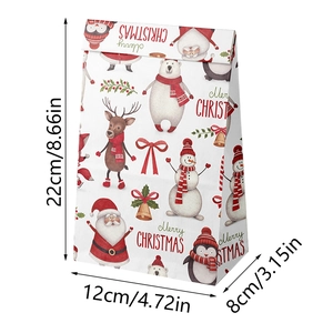 Sac cadeau de Noël en papier avec motifs festifs et dimensions de 22cm par 12cm