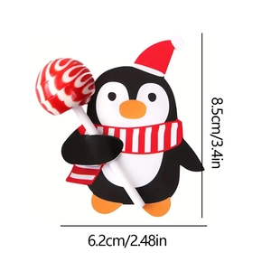 Cute penguin Christmas lollipop decorative paper card with size dimensions 8.5x6.2cm
