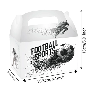 Football Sports party gift box with pixel soccer patterns and durable paper handles