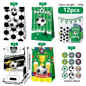Lot de sacs cadeaux de football avec autocollants, motifs de terrain et de ballons