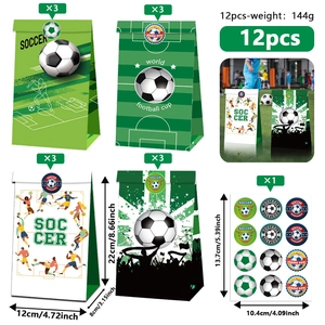 Fußball Party Geschenktüten Set mit 12 Papiertüten und Aufklebern im Fußballplatz Design