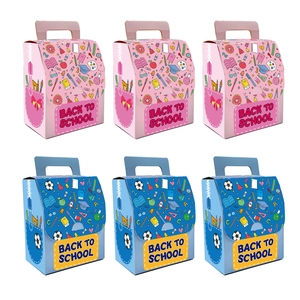 Creative Back to School backpack shaped paper candy boxes in pink and blue set of six