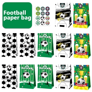 Lot de 12 sacs cadeaux en papier thème football avec autocollants pour fêtes sportives