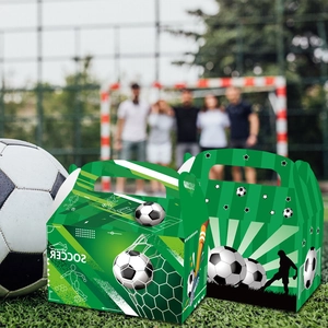 Boîtes cadeaux de fête de football avec motifs et silhouettes d'athlètes, lot de 12 pièces