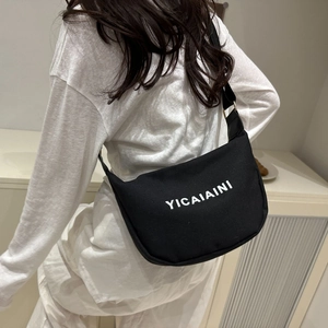 Women Fashion Canvas Hobo Shoulder Bag Large Capacity Street Trend Crossbody Bag With Adjustable Strap And Letter Print