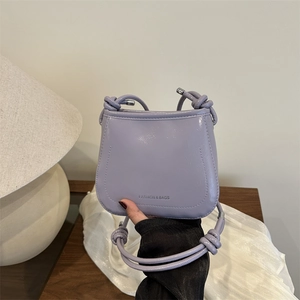 Women PU Leather Shoulder Bag Urban Minimalist Knot Strap Crossbody Small Square Bag Fashion Letter Print Daily Messenger Bag
