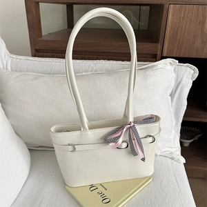 Mode PU Leder Achseltasche Für Damen Elegante Schultertasche Mit Schleife Einfache Pendler Tote Handtasche