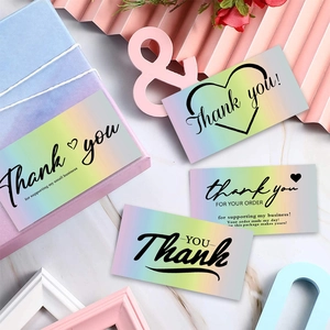 Regenbogen Holografisch Laser Thank You For Supporting My Small Business Karten Gradient Geschenkverpackung Einlage Kleine Karten Schreibwaren
