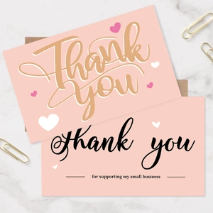 Cartes de Remerciement en Papier Rose Minimaliste Avec Motif de Cœur Pour Soutien Petite Entreprise Cartes de Message Cadeau