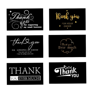 Set of 6 laser style black and gold Thank You cards for small business order inserts