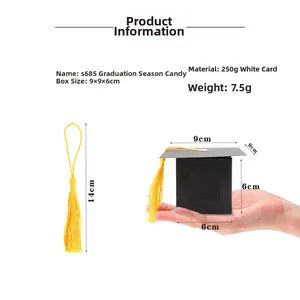 Dimensioni dettagliate della scatola regalo tocco nero con decorazione a nappa gialla