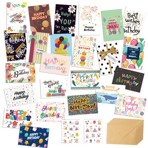 Kreative Geburtstagskarten-Set Mit Kraftpapier-Umschlägen Und Aufklebern Mehrere Designs Für Geburtstagswünsche Papierkarten