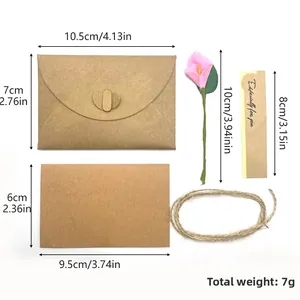 Detail view of DIY craft paper envelope set with pink calla lily and hemp rope kit
