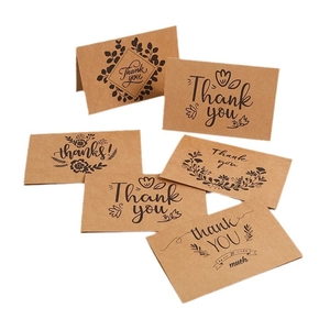 Kraft paper Thank You card set with envelope and elegant floral design for holidays