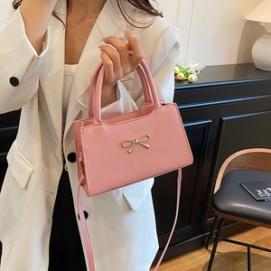 Sac À Épaule En Cuir PU Pour Femmes Style Français Nœud Mini Sac Carré Sous Le Bras Sac À Bandoulière Mode Pour Le Quotidien