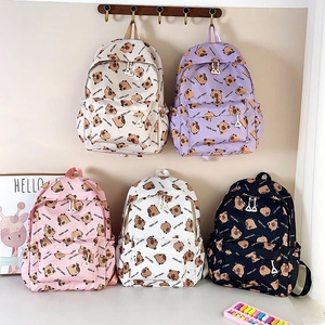 Large capacity casual backpack with capybara pattern for outdoor travel and school