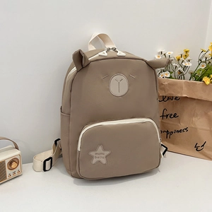 Mini zaino per bambini carino con orecchie di animali e toppa a stella in kaki