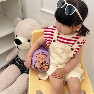 Zainetto viola per bambini con stampa di orsetto dei cartoni e spalline regolabili