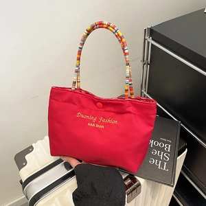 American Style Double Sided Letter Canvas Underarm Bag For Women Personalized Trend Rope Handle Handheld Small Tote Bag