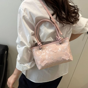 Borsa A Mano Da Donna Ricamo Farfalla Pizzo Borsa A Tracolla Pelle PU Stile Mori Estate Elegante Dolce