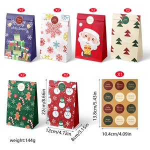 Sachets cadeaux de Noël en papier avec autocollants et motifs festifs pour friandises de fête