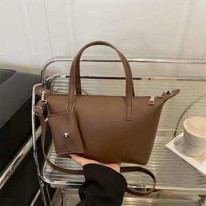 Large Capacity Women Tote Bag And Mini Pouch PU Leather Shoulder Bag Casual Crossbody Handbag For Daily Office Work Travel