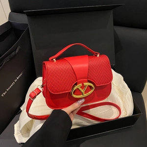 Bolso de Silla para Mujer de Cuero PU con Empalme Tejido Bolso de Hombro Retro de Moda Con Hebilla de Metal Dorado Logo V Bolso Bandolera Casual Diario Bolso de Mano Satchel Pequeño