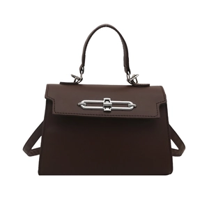 Sac à main Kelly classique marron café avec fermoir chaîne argenté et poignée