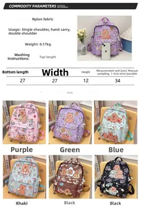 Detailed size guide and measurement chart for the cute cartoon student nylon backpack