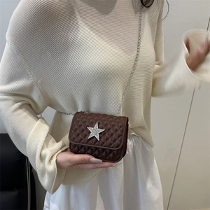 Quilted crossbody bag with star emblem and silver chain strap for summer 2025 fashion
