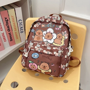 Kids Backpack Lightweight Nylon Cartoon Animal Character Print Large Capacity School Bag For Toddler Boys Girls