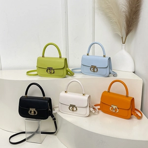 Minimalist square crossbody bags in five colors with metal ring buckles for women